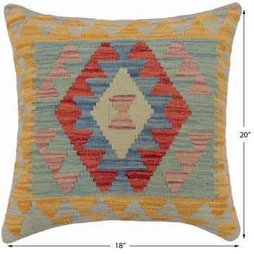 handmade Traditional Pillow Blue Red Hand-Woven SQUARE 100% WOOL  Hand woven turkish pillow  PILLOW